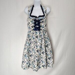 Floral Blue and White Dirndl Dress